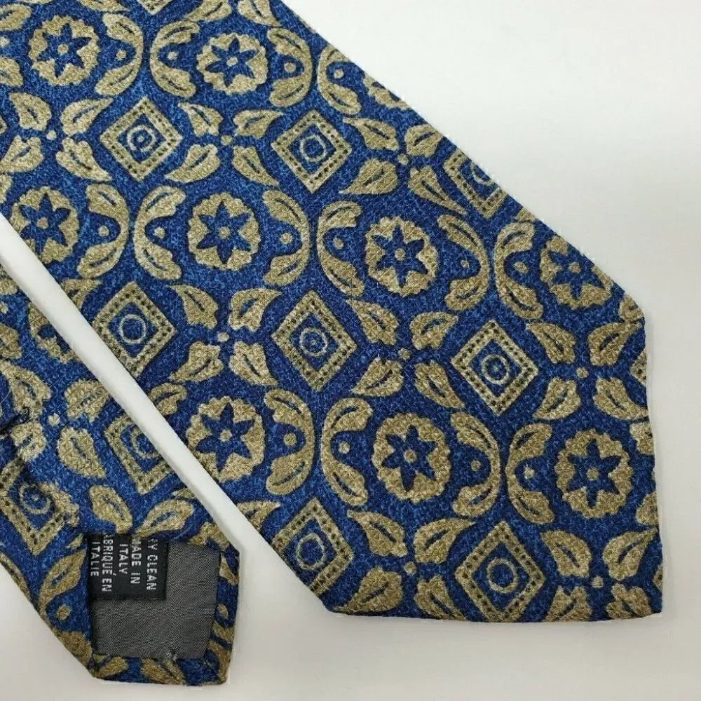 DORMEUIL PARIS LONDON SILK TIE BLUE TAN ABSTRACT